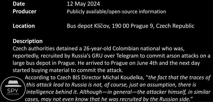 Attempted Arson (sabotage) in Prague, Czechia (June 2024)